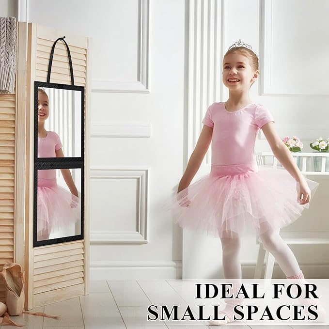 Foldable Travel Portable Full Length Mirror, Dance Bag Hanging Mirror, Full Body Mirror for Dance, Camping, Travel, Dance Competition Must Haves Backstage Folding Hanging Mirror (Black, 24*11 Inch)