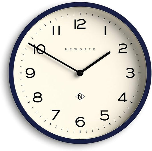 NEWGATE® Number Four Echo Wall Clock | Modern Round Clock | 30cm | Midnight Blue | Easy to Read Numbers | Ideal for Kitchen, Living Room or Office