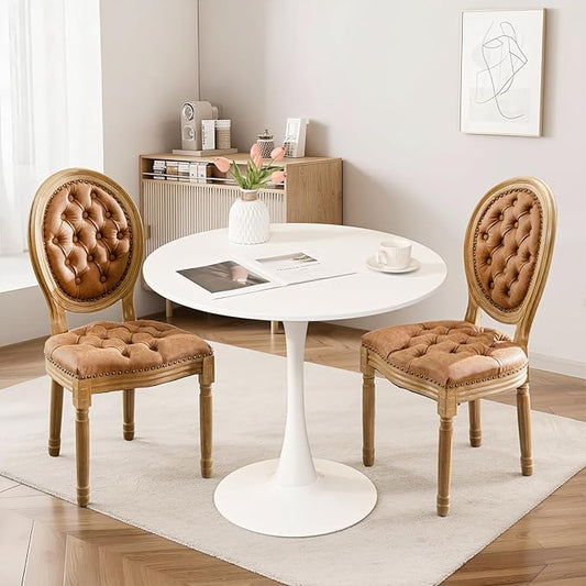 SoarFlash Kitchen Table and Chairs for 2, 31.5" Dining Table Set for 2 with French Dining Chairs, 3 Piece Round Kitchen Table Set, Dining Room Table Set for Small Space, Apartment