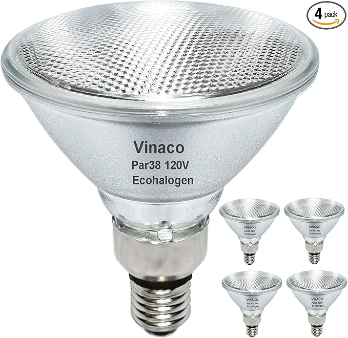 PAR38 Flood Light，4 Pack PAR38 Halogen Flood Light Dimmable 80W 120V， High Brightness 1500LM Equivalent 100W Halogen Light Bulbs, PAR38 Bulb with E26 Base,2800K Warm White Ideal for Indoor/Outdoor