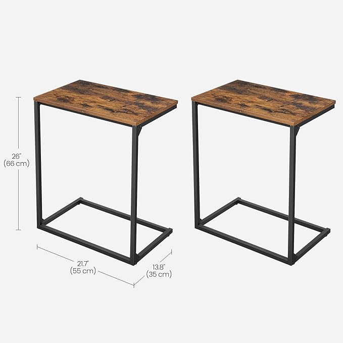 VASAGLE Set of 2 C Shape End Tables, Small Coffee Tables for Couch Or Sofa, Industrial Side Tables in Living Room, Bedroom, 13.8 x 21.7 x 26 Inches, Rustic Brown and Black UZH2504037