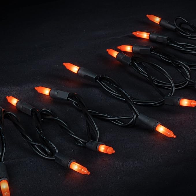Dazzle Bright Orange Halloween Lights, 40FT 200 Count Mini String Lights, Waterproof Halloween Decorations for Outdoor Indoor Patio Home Party Garden Yard Decor