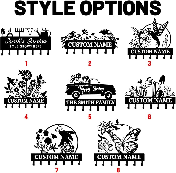 Personalised Key Holder for Wall, Garden Tool Organizer, Key Holder Wall Mount, Garden Decor, Heavy Duty Key Organizer Rack for Outdoor Yard Entryway Office Storeroom, Gardening Gifts