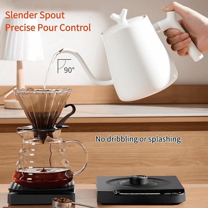 Gooseneck Electric Kettle Temperature Control & Keep Warm, 7 TEMP Control Electric Kettles for Boiling Water,Quickly Heating Kettle Electric Stainless Steel for Coffee & Tea, 800W/1L