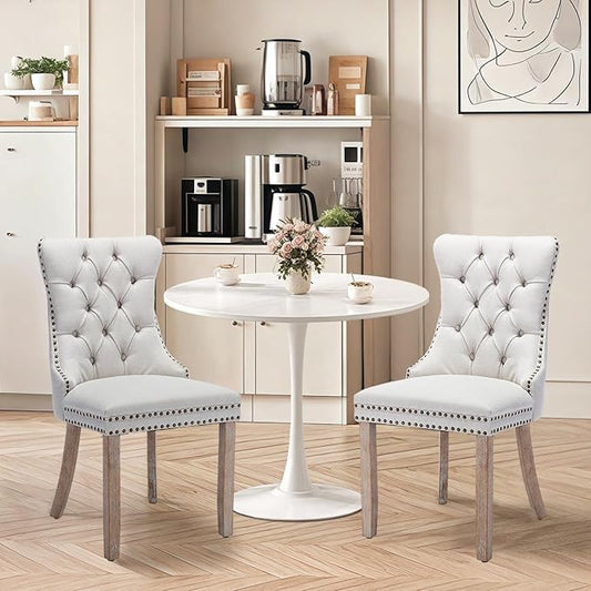 SoarFlash Kitchen Table and Chairs for 2, 24" Dining Table Set for 2 with Velvet Upholstered Chairs, 3 Piece Round Kitchen Table Set, Dining Room Table Set for Small Space, Apartment