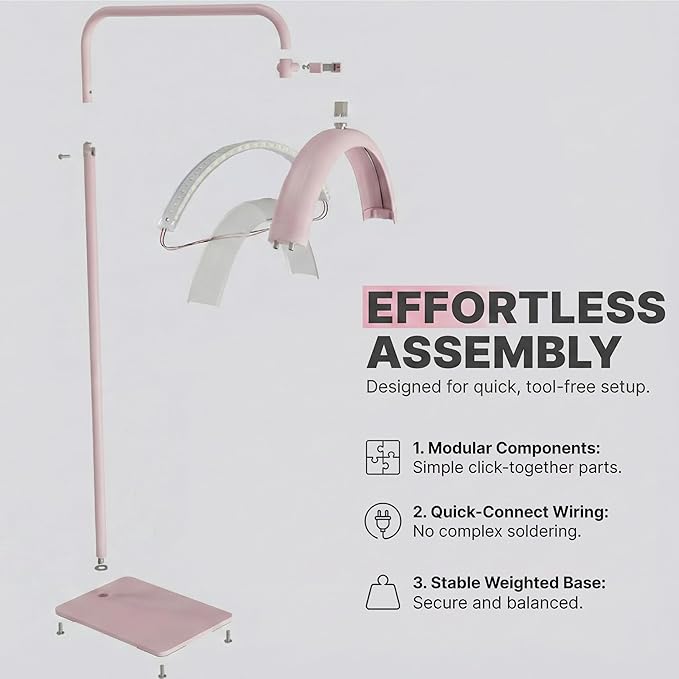 Hi_friend 28 inch Half Moon Lamp, Portable Esthetician Lash Light for Lash Tech, Bright Eyelash Extension Arched LED Floor Light, Lashing Lamp for Beauty, Skincare, Lashes