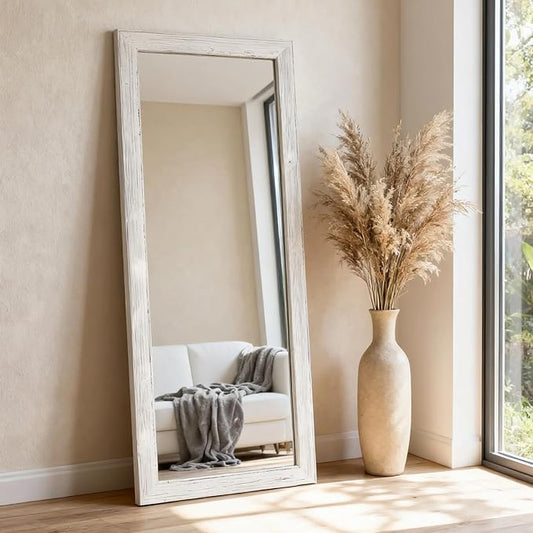 Yumyolk Full Length Mirror Large 72"x32" Floor Standing Mirror for Bedroom Living Room Hanging Wall-Mounted White