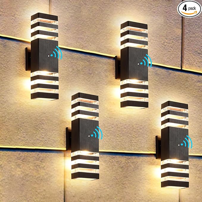 Dusk to Dawn Outdoor Light Fixture 4 Pack, 14W IP65 3000K 1100LM Warm White Outdoor Wall Lights, up and Down Lights Outdoor, Aluminum Waterproof Outside Lights for House Porch Patio