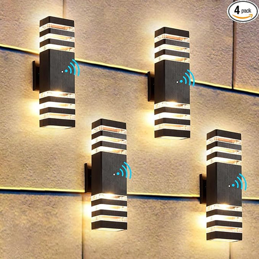 Dusk to Dawn Outdoor Light Fixture 4 Pack, 14W IP65 3000K 1100LM Warm White Outdoor Wall Lights, up and Down Lights Outdoor, Aluminum Waterproof Outside Lights for House Porch Patio