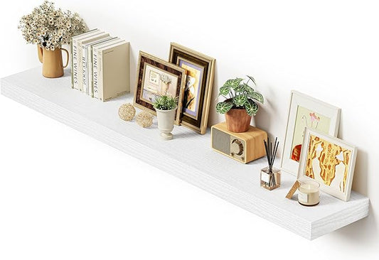 Vivelove 55" Long Floating Shelves for Wall, 10.3" Deeper & Thicker Storage Shelf for Living Room, Kitchen, Farmhouse,Wall Shelves with Invisible Brackets,Set of 1, White