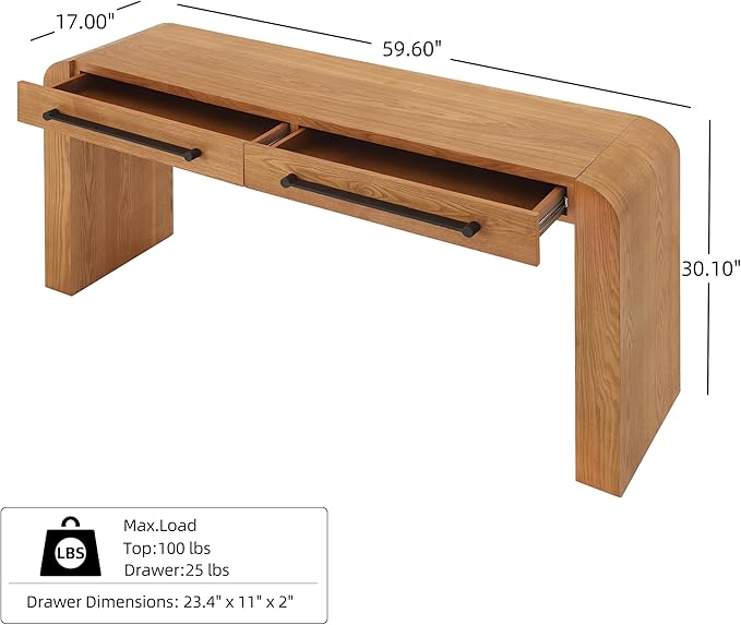 Christopher Knight Home Rulor Modern Console Table with Drawers, Wooden Narrow Console Table with Storage, Minimalist Narrow Entryway Table for Hallway, Behind The Couch, Living Room, Natural