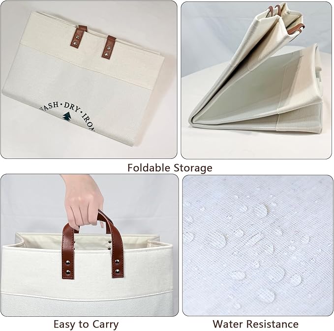 COMFY HOMI 2Pack 76L Laundry Basket & Hamper, Large Collapsible Waterproof Clothes Baskets with Handles, Freestanding Laundry Hampers for Bedroom Bathroom Dorm - 15.8x11.8x21.7 Inch - all white