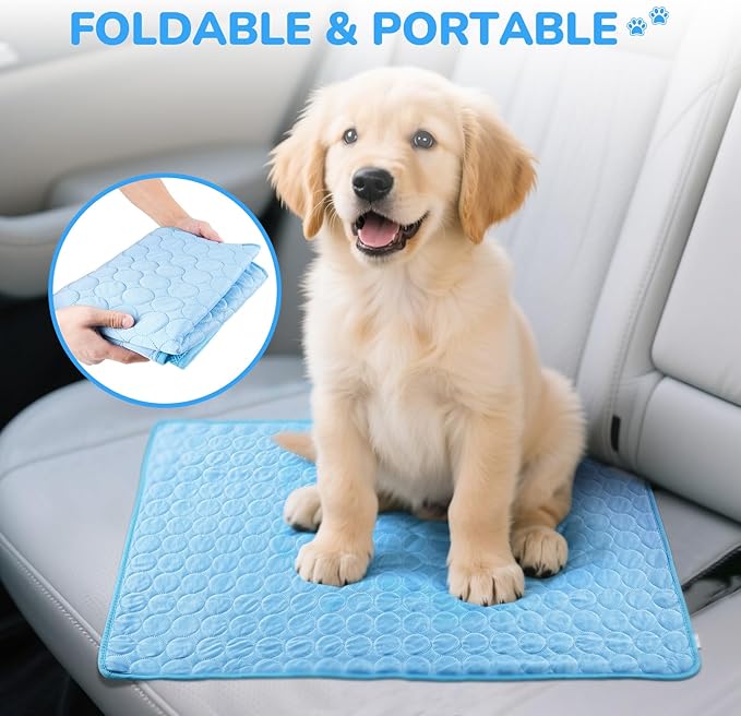 Dog Cooling Mat,2025 Upgraded Washable Pet Cooling Pad for Dogs & Cats,Keep Cool for Pets in Summer,Dog Bed for Outdoor & Home Use,24 * 20"(Blue, Medium)