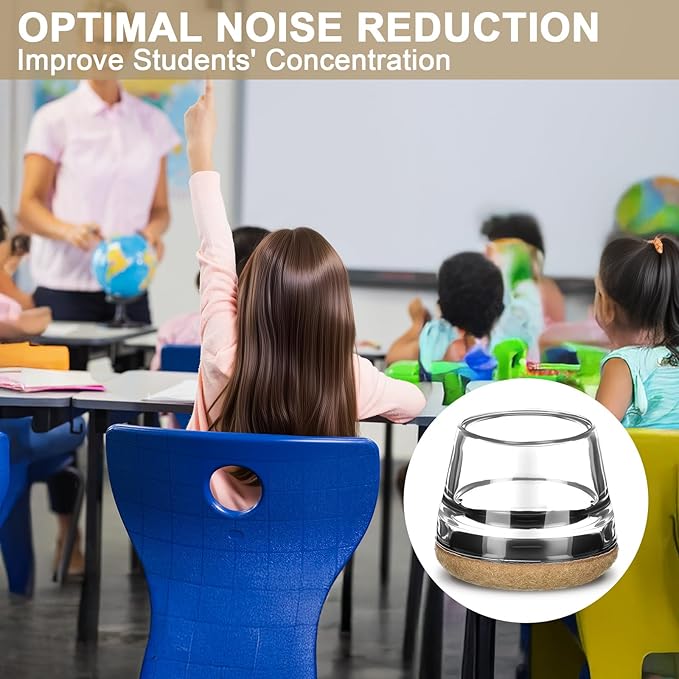 Chunful 32 Pcs Chair Leg Floor Protectors TPE Classroom Chairs & Desks Leg Covers with Quiet Felt Sliders Prevent Floor Scuffs & Scratches Desks Foot Caps Pads Teacher Classroom Supplies (Beige)