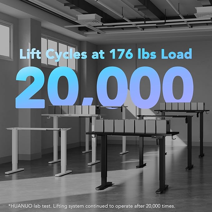 HUANUO AI-Powered Electric Standing Desk with Smart APP, Compatible with Alexa & Google, Adjustable Height, 6 Memory Settings, Sedentary Reminder, Ergonomic Sit-Stand Desk, 48-inch, Light Walnut