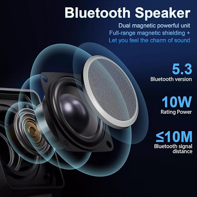 Full Size Bed Frame with Bluetooth Speaker, LED Lights and Charging Station, Faux Leather Linen Fabric Adjustable Headboard,Modern Upholstered Bed, Wood Slat Support, Easy Assemble, Beige