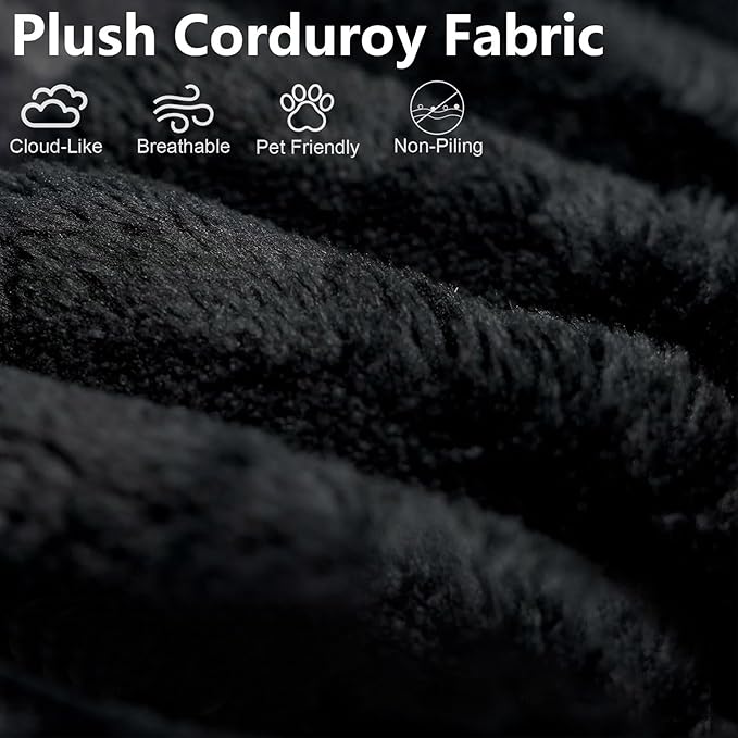 71" Boneless Loveseat Sofa - Cloud Couch with Memory Foam, Comfy Deep Seat - Corduroy Floor Sofa, No Assembly Required - Small Space Friendly for Living Room, Bedroom, Apartment, Black