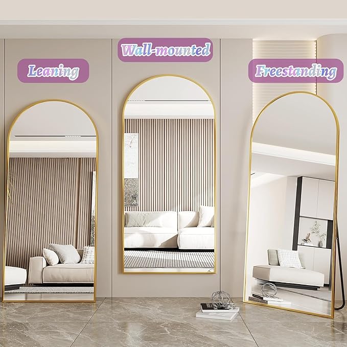 Floor Mirror, 71"×32" Full Length Mirror with Stand for Bedroom Living Room, Gold
