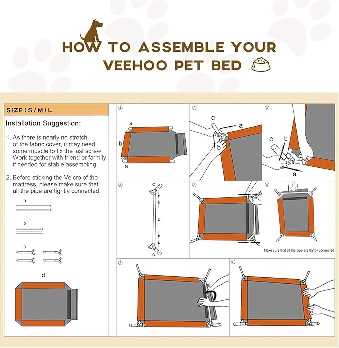 Veehoo Outdoor Elevated Dog Cot Bed, Cooling Raised Pet Bed for Large Dogs, Washable Breathable Mesh Hammock Bed with No-Slip Feet, Indestructible Ground Off Training Platform Cot-42"x30" Black Silver