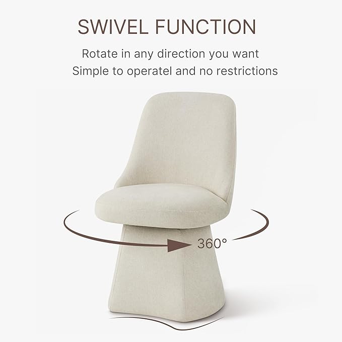 Swivel Dining Chairs Set of 4, Upholstered Mid Century Modern Deskchair with High Back, Linen Fabric Kitchen Chairs for Dining Room, Bedroom, Dressing Room, Linen