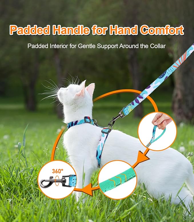 Halypet Cat Harness and Leash Set, Escape Proof [3 in 1 Adjustable & Lightweight] Cat Harness, Safe Kitten Harness for Cats Soft Comfortable, Easy to Wear, Walking Outdoor Travel, Small