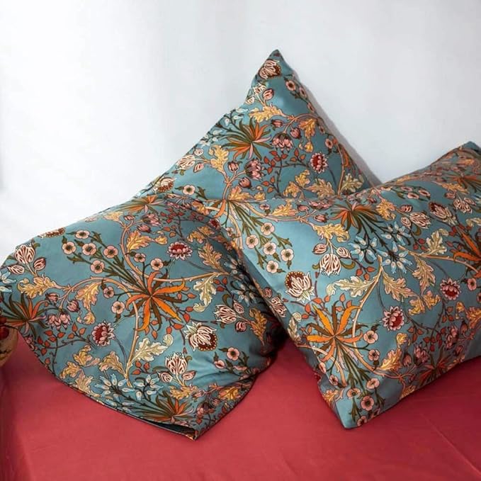 Vintage Style Boho Floral Duvet Cover Queen Percale Cotton Comforter Cover Medallion Paisley Print Bedding Set Vibrant Bohemian Flower Comforter Cover Boho Farmhouse Duvet Quilt Cover with Zipper Ties