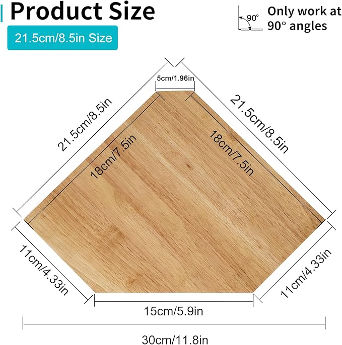 Corner Wall Shelves, Corner Floating Shelves Set of 2 Solid Oak Wood Display Shelf with Wire Hole Small Plant for Kitchen Living Room Natural
