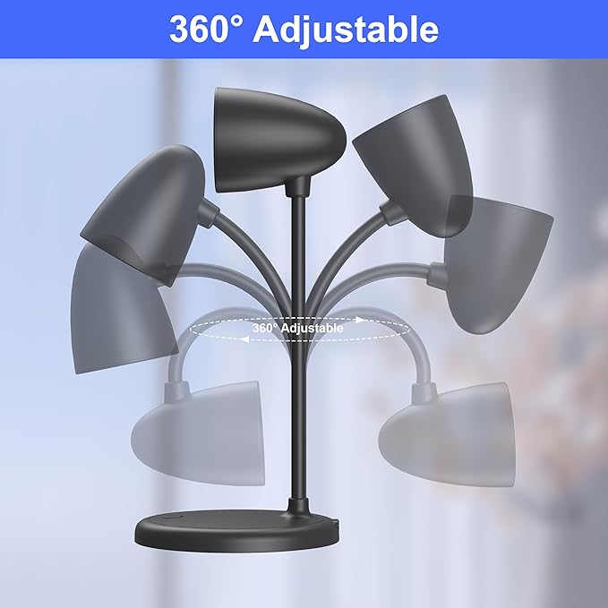 LED Desk Lamp for Home Office,3 Light Colors,Table Lamp,Dimmable Reading Light for Bedside Small Desk Lamp for College Dorm Room,Bedroom Desk Light,Black