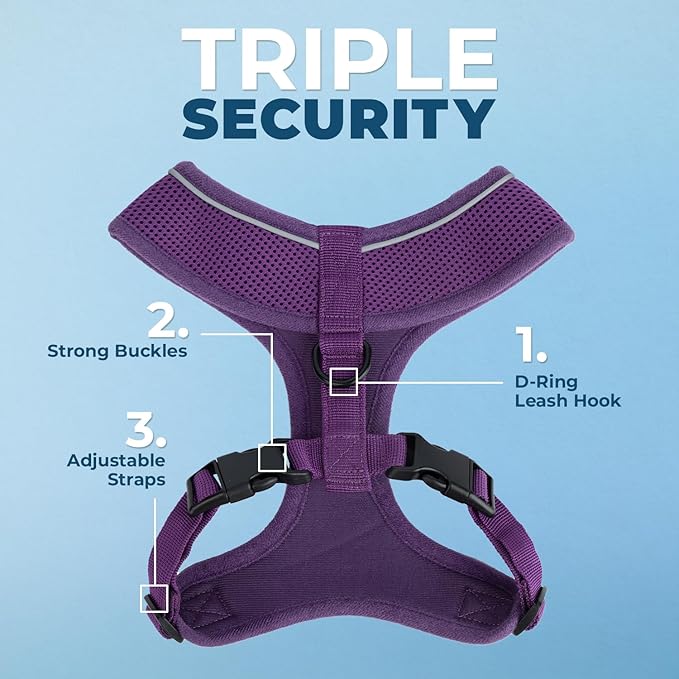 Best Pet Supplies Voyager Aerolite No Pull Mesh Dog Harness, Reflective Stitching, Breathable Harness, Adjustable for Walking, Training, Running, Heavy Duty and Durable, Purple, S