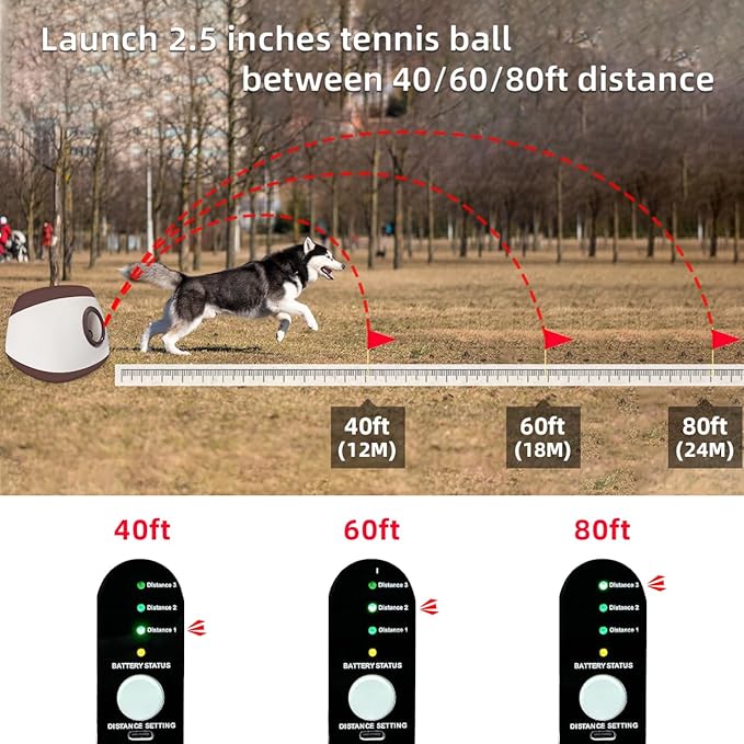 AutoDog Ball Launcher - Large Silent Dog Ball Thrower with Remote Control, 3 Adjustable Distances (40t/60ft/80ft), Rechargable,Includes 6 Durable 2.5" Balls for Medium/Large Dogs (Grass green, Large)