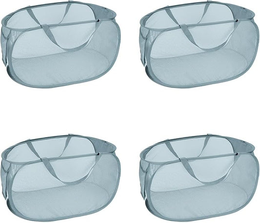 4 Pcs Mesh Popup Laundry Hamper, Opening Laundry Basket,Popup Laundry Basket with Durable Handles,Foldable Pop-up Mesh Hamper Dirty Clothes Basket for Clothes & Laundry-Home Organization