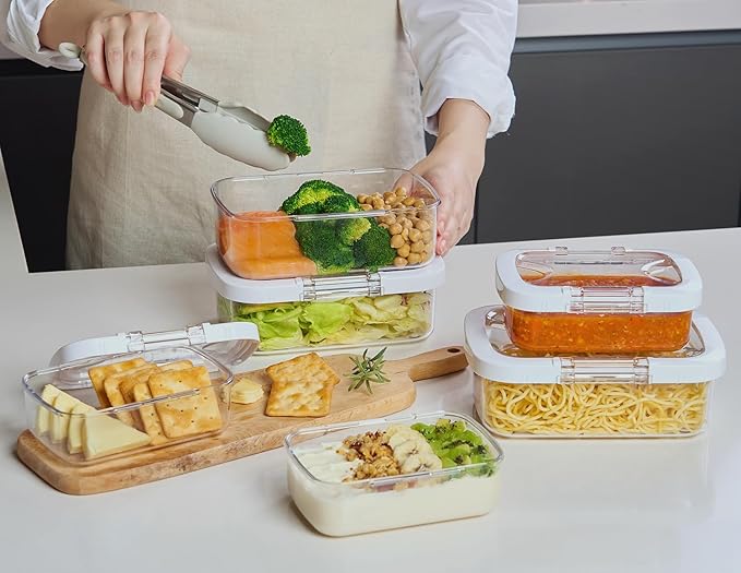 Felli Duo Loc Tritan Containers for Reheating Microwave Safe Box, Airtight Food Storage for Fridge Freezer, On The Go Lunch Container for Adults for Weekly Meal Plan Picnic Travel (6pk)