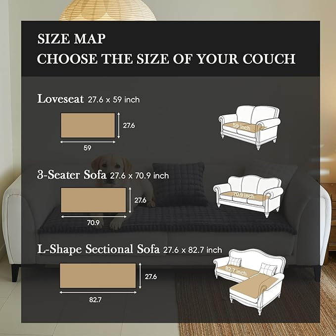 Couch Covers for 3 Cushion Couch Sofa Pet Friendly,Non-Slip Sofa Cover Washable