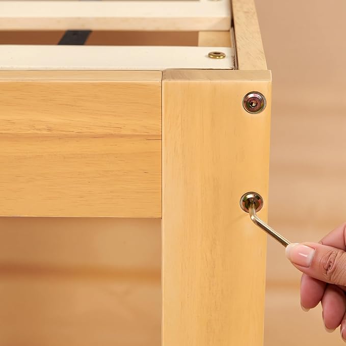 Hokway Wood King Size Bed Frame and Headboard- No Wobble,Noise-Free,Easy Assembly with Precise Holes,12 in Reinforced Center Legs,No Box Spring Needed,Natural
