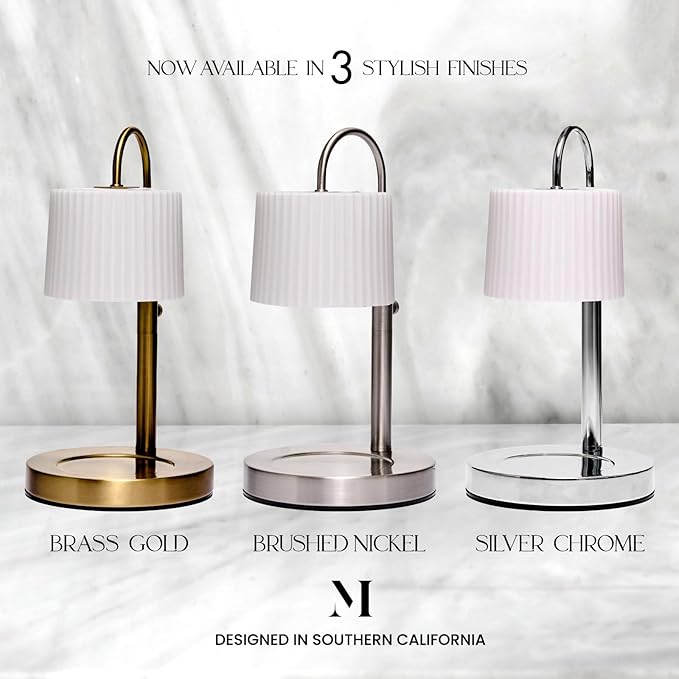 Dimmable Glass Candle Warmer Lamp with Timer - Adjustable Height Candle Lamp Warmer with Timer (8H/4H/2H) - Wax Melter - Ideal Gift, fits Various Size Scented Candles - 02 Bulb - (Gold Metal)