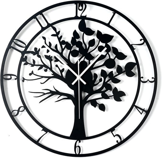16inch/40cm Tree of Life Large Wall Clocks for Living Room Decor,Bedroom,Battery Operated,Metal,Decorative Analog,Silent,Non Ticking Big Wall Clock(Tree of Life, 16 inches)
