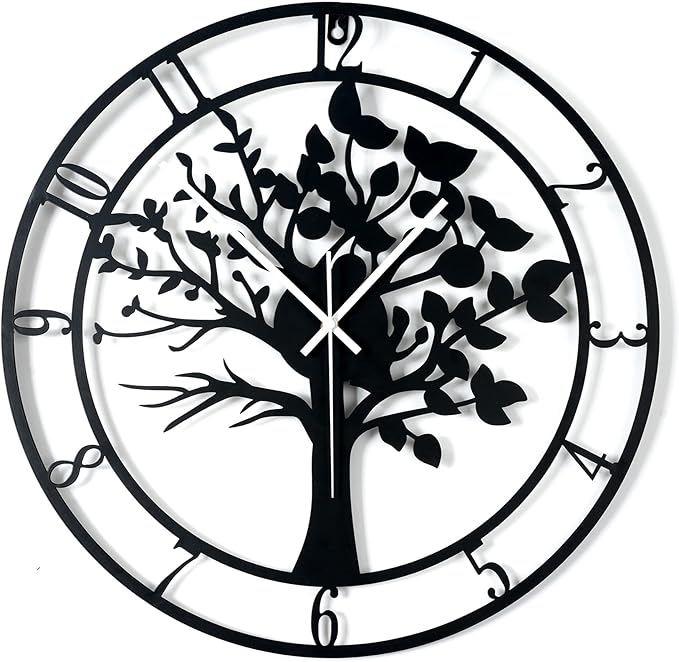20inch/50cm Large Tree of Life Wall Clocks for Living Room Decor,Bedroom,Battery Operated Metal Big Decorative Silent Non Ticking Wall Clock for Farmhouse(Tree of Life, 20 inches)