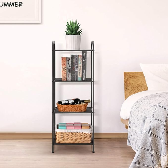 MAX Houser Storage Rack with Shelf,Industrial Style Extendable Plant Stand, Standing Shelf Units for Kitchen, Bathroom, Office,Living Room, Balcony, Kitchen (Charcoal Gray, 4 Tier)