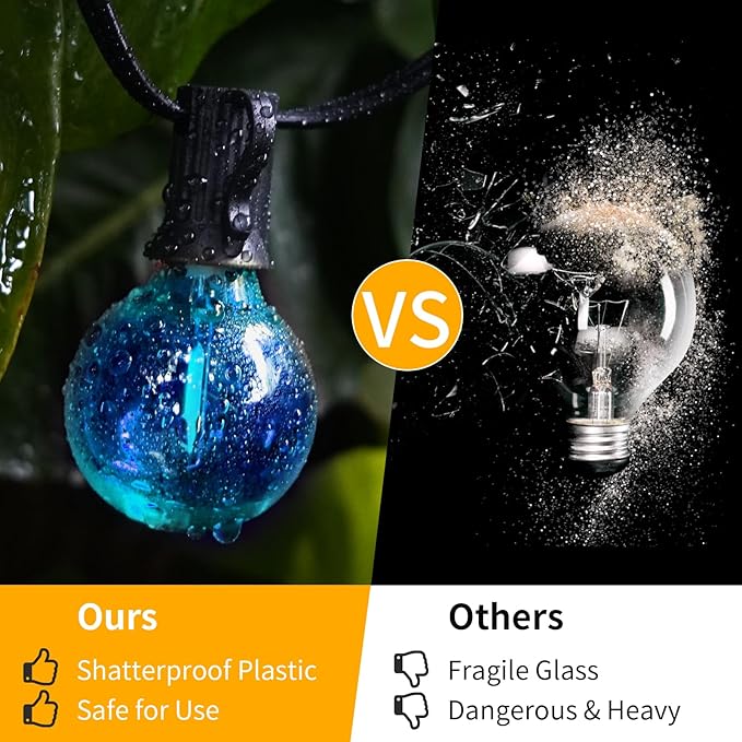 40FT LED Outdoor String Lights Waterproof, G40 LED Globe Outdoor Lighting for Patio with 27 Edison Vintage Shatterproof Bulbs, Connectable Backyard Lights for Garden, Bistro, Porch, Cafe