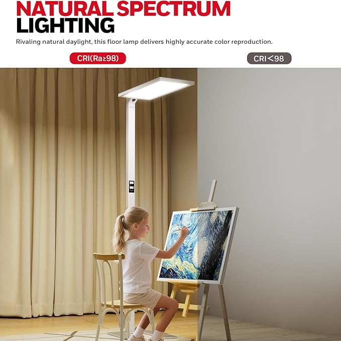 Honeywell 16500LM LED Floor Lamp - 06E Ultra Sunturalux Eye Caring 4000K Natural Daylight Modern Tall Reading Lamp, 160W Dual Light Source Dimmable Standing Light for Home Office Living Room Bedroom