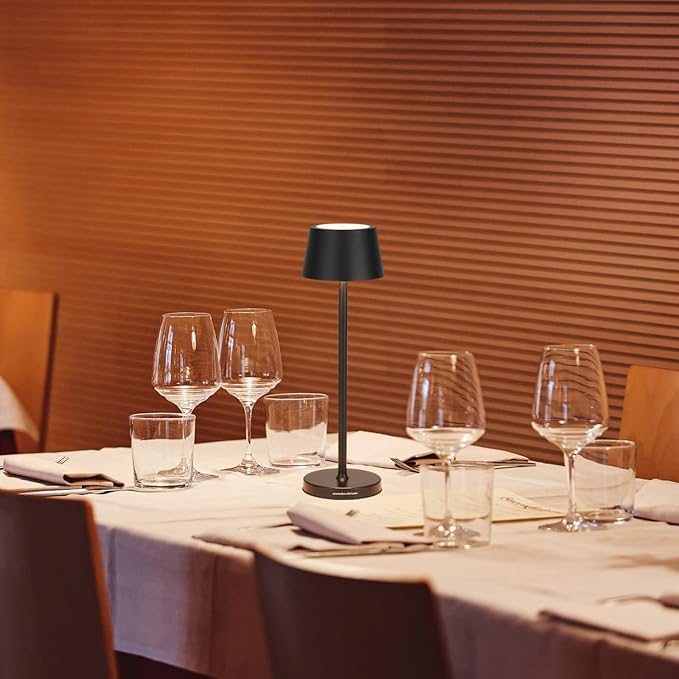 Cordless Table Lamps Set of 2,with Touch Dimming and IP54 Waterproof Function Desk Lamp,Suitable for Indoor and Patio Lighting Black 2 Pcs