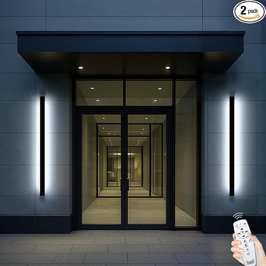 70.87 Inch Long Outdoor Wall Sconces Set of 2, 3CCT Color Selectable Modern Wall Light with Remote Control, IP65 Waterproof Exterior Linear Wall Light for House Garage 3000K-6000K