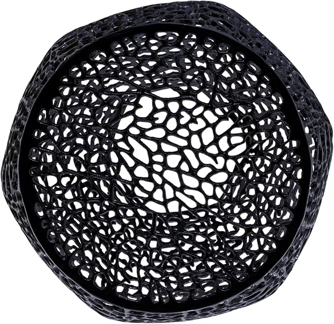 Modern Contemporary Round 20" End Table, Solid Aluminum intrigued Design, Mesh Drink Table, Creative Side Table for Living Room and Bedroom, Casted in Black