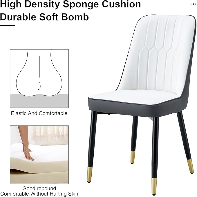 Dining Chairs Set of 2，Modern Dining Chairs, Equipped with PU Leather Backrest Cushions and Black Metal Legs, Suitable for Restaurants, Kitchens, and Bedrooms Dining Room Chairs