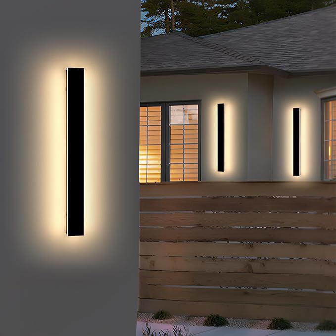 2 Pack 39.3inch Exterior Wall Light Fixture, Long Outdoor Modern Led Wall Lights, 3000K Warm White, 36W, IP65 Waterproof Linear Outside Porch Lighting for House, Garage, Fence, Garden