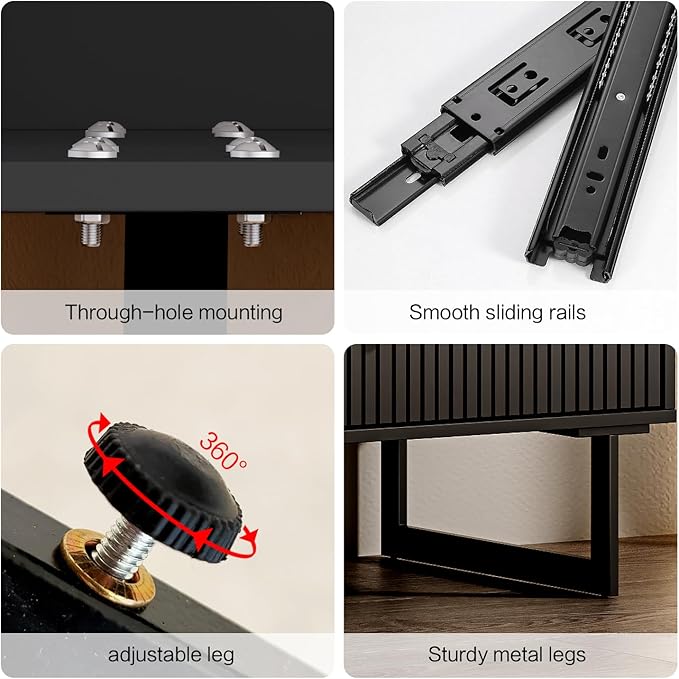 Modern Chest of Drawers with 6 Drawers,Deep Drawers,Clothes Organizer,Large Storage Cabinet for Living Room, Bedroom,Hallway,with Anti-Tipping Device,Black