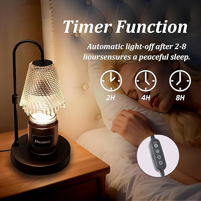 Candle Warmer Lamp with Timer, Adjustable Brightness & Height – Wax Melt Warmer for Jar Candles, Birthday Gifts for Women, Mother's Day Gifts, Housewarming Gift Home Decor with 2 Bulbs