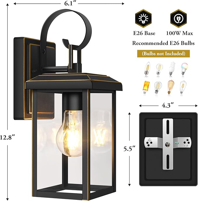 BesLowe 2-Pack Outdoor Wall Light Fixtures, Exterior Lighting Fixtures Wall Mount, Waterproof Porch Lights Outdoor Wall Sconces Lanterns, Modern Outside Lights for House Front Door Garage, Bronze