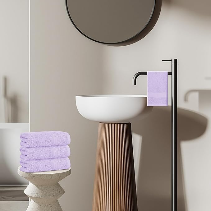 BOUTIQUO Ultra Soft Cotton 6 -Piece Hand Towel Set 16x24 Inch, Ideal for use in Bathroom, Kitchen, Gym, Spa & General Cleaning, Compact & Lightweight Multi Purpose Hand Towels - Purple