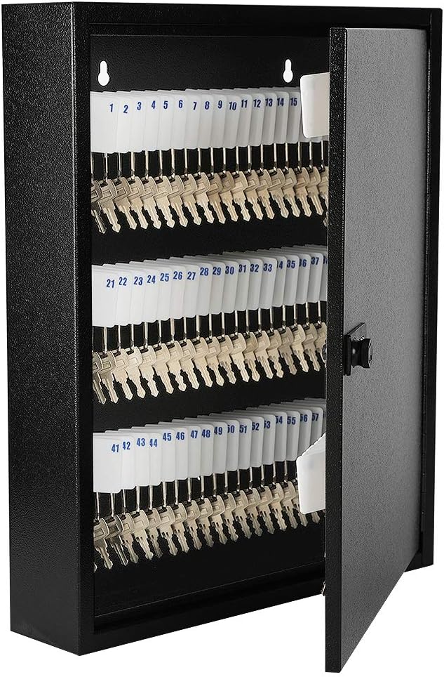 KYODOLED 100Keys Key Cabinet Organizer, Key Lock Box Wall Mount with Code, Large Keys Storage Combination Lock Box for Home, Office, Business Management,17"x 12.99" x 3.26" (Black,100 Key)